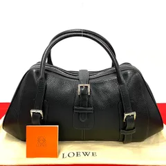 良品 ロエベ トートバッグ センダ レザー シボ A4 黒 肩がけ 通勤 ジップ