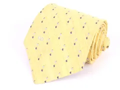 ヴァレンチノ ブランドネクタイ 総柄 スクエア柄 シルク イタリア製 メンズ イエロー Valentino 【中古】