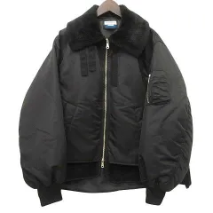 メゾンスペシャル MAISON SPECIAL 美品 24AW Prime-Over Layering B-3 Flight Jacket フライト ジャケット オーバーサイズ レイヤー ナイロン ボア 1 黒 ブラックのサムネイル