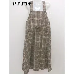 ◇ POU DOU DOU プードゥドゥ チェック 膝下丈 ジャンパースカート サイズM ベージュ ブラウン系 レディース  【中古】 【1111300005448】のサムネイル