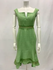 1049 JEAN MACLEAN ジャンマクレーン　キャバクラ　ドレス　マーメイド　ノースリーブ　ツイード　タイト　ロングドレス　キャバドレス　M