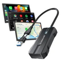 【2-IN-1USB-A/C一体化デザイン2025最新登場】LemoreleワイヤレスCarPlay&AndroidAutoアダプター有線CarPlay&AndroidAutoをワイヤレス化アダプタBluetooth/音楽/ナビ