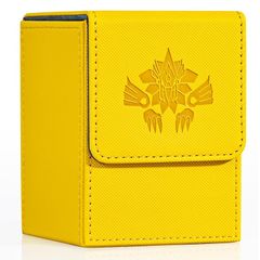 UAONO デッキケーストレーディングカードケース トレカケース 遊戯王カード用 100+デッキケース 仕切り2枚付き MTG TCG CCG対応 PUレザーカード収納ボックス コレクター用トレーディングカード対応 (黄) 1