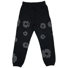 デニムティアーズ  フラワープリント スウェットパンツ ブラック/グレー