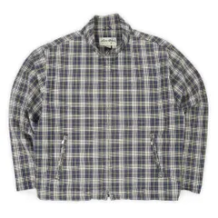 エディーバウアー Eddie Bauer 90s 90年代 スタンドカラーブルゾン 白タグ チェック柄 USA アメリカ ヴィンテージ 古着 メンズ コート ジャケット ネイビー系 L【中古】