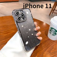 【SHOPS W】iPhone11 スマホケース 銀 ラメ キラキラ ラインストーン グラデーション おしゃれ かわいい E036