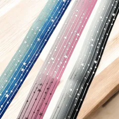 リボン カット グラデーション 星 約1m 幅2.5cm 黒 ピンク ブルー ヘアアクセサリー ハンドメイド 手芸 pt-2723