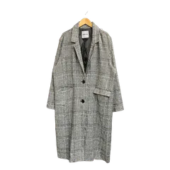 【むつ75-090409】PUNYUS グレンチェックチェスターコート 3号サイズ【中古】【レディース】のサムネイル