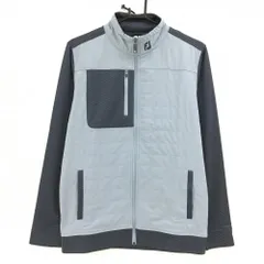 【超美品】フットジョイ 切替ジャケット ライトブルー×ネイビー 一部総柄 裏微起毛 メンズ M ゴルフウェア FootJoy