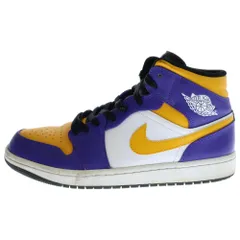 NIKE (ナイキ) AIR JORDAN 1 MID Lakers エアジョーダン1 レイカーズ ミッドカットスニーカー ホワイト/パープル/イエロー US9/27.0cm DQ8426-517