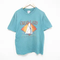 L/古着 ヘインズ 半袖 ビンテージ Tシャツ メンズ 90s セーリング コットン クルーネック 薄緑 グリーン 25jul16 中古
