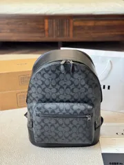 【今日特価】Coach West 35 Black Vintage Print Colorblock Backpack - コーチ ウェスト 35 ブラック ヴィンテージプリント バックパック