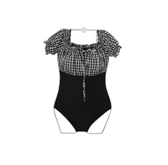 新品　ギンガムチェック　オフショルダー　ワンピースビキニ　M〜L