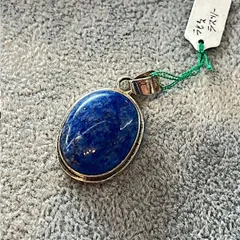 ペンダントトップ 天然石 大粒 ラピスラズリ ネックレス ユニセックス レディース メンズ シルバー925 ハンドメイド 手作り 一点もの カボションカット 925刻印 アンティーク調 パワーストーン ヴィンテージ カジュアル 9月誕生石 12月誕生石