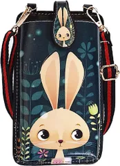 Saki＆Masa スマホケース スマホポーチ ポシェット ショルダーストラップ付 調節可能 猫 レディース(ウサギ)