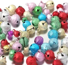 Lack labo 鈴 和柄鈴 ちりめん風 カラフル 彩色 クリスマス 飾り ペット 金属 ストラップ ベル(マルチ,  12mm)