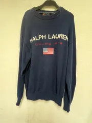 ▽CHAPS Ralph Lauren  チャップスラルフローレン  コットンニットセーター  星条旗  Mサイズ  00822