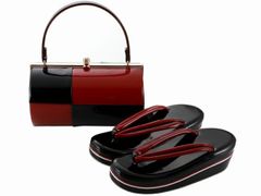 和装用赤黒サンダルとバッグセット - メルカリ