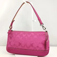 【 COACH 】M A-3 コーチ 6094 シグネチャー 総柄 一部レザー アクセサリーポーチ セミショルダー 肩掛け トートバッグ 婦人鞄 ピンク系