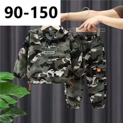 クーポンで10%OFF★ セットアップ 上下セット スポーツウェア 男の子 迷彩柄 キッズ トップス+パンツ 2点セット スウェット フードパーカー シンプル 運動着 普段着 子供服 セットアップ 長袖 長ズボン お出かけ 春秋 KSFC171(90-150)