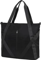 GRANVEL トートバッグ 大容量 ショルダーバッグ メンズ レディース 2WAY 撥水 軽量 A4収納 通勤 通学 旅行 エコバッグ ファスナー付き(ブラック)