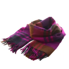 ジョシュアエリス joshua ellis マフラー ストール 大判 フリンジ チェック柄 カシミヤ 紫 パープル 茶 ブラウン 黒 ブラック /AN20