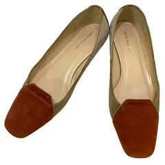 【美品】ファビオルスコーニ (24) パンプス スクエアトゥ フラットシューズ スウェード 本革 レザー 希少デザイン