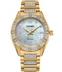 Free Shipping! Citizen Women's Silhouette Crystal Automatic Gold Stainless Steel Bracelet Watch