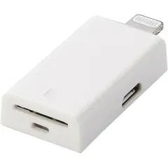 【新品・2営業日で発送】ELECOM エレコム Lightningカードリーダー／microSD専用／Type-C変換アダプタ付属／直挿し／ホワイト(MR-LD102WH)