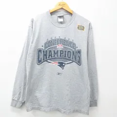 XL/古着 リーボック 長袖 ビンテージ Tシャツ メンズ 00s NFL ニューイングランドペイトリオッツ クルーネック グレー 霜降り アメフト ス