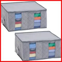 【在庫処分】アストロ 持ち手付き 収納袋 衣類用 グレー 2枚組 不織布 仕切り付き 収納ケース 衣装ケース 収納ボックス ソフトケース 衣装ケース 折りたたみ 179-03