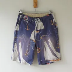 ポロ ラルフローレン ショートパンツ ヨットの総柄 ユーズド加工 ネイビー 28（w-2116）