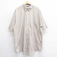 XL/古着 半袖 シャツ メンズ 大きいサイズ ロング丈 ボタンダウン ベージュ他 カーキ チェック 25jun14 中古 トップス