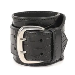 美品 NEIGHBORHOOD ネイバーフッド 00s クロコダイル 型押しレザー ブレスレット / リストバンド CONTROL / L-WRIST BAND ブラック アクセサリー ブランド アーカイブのサムネイル