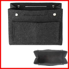 【バッグを傷つけない】柔らか素材 衝撃吸収 フェルト 大容量 整理整頓 多機能 自立式 化粧品ポーチ ファスナー付き 軽量 インナーバッグ レディース メンズ バッグインバッグ 男女兼用 (ダークグレー)