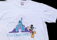 90s USA製 WALT DISNEY WORLD ディズニー ミッキー マウス コットンTシャツ 白 XL★オールド ビンテージ キャラ ランド ビッグサイズ