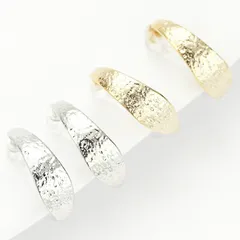 フープノンホールピアス レディース 槌目デザイン ハーフ 樹脂オメガイヤリング 低金属アレルギー 三日月 半フープ シンプル カジュアル プレゼント用 ギフト メール便 送料無料 プレゼント 秋冬 大人気