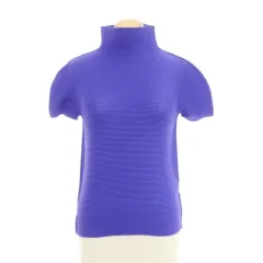 me ISSEY MIYAKE 変形 プリーツ カットソー ハイネック パープル
