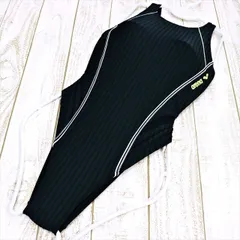 ●SE3E05☆arenaアリーナ競泳水着 Mサイズ ストライプ柄 *白ステッチ オープンバック スタイリッシュクール レディース 練習用水着 フィットネスジムプール ワンピース■