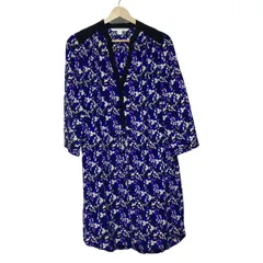 【着用1回】ダイアンフォンファステンバーグ　鮮やかブルーパープルレースワンピース 着用1回】ダイアンフォンファステンバーグ 鮮やかブルーパープルレース