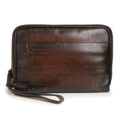 ベルルッティ プチジュール スクリット クラッチ セカンドバッグ カリグラフィー ヴェネチアレザー TOBACCO BIS ブラウン 茶 シルバー金具 PETITJOUR Berluti（中古）