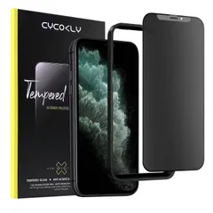 CYCOKLY iPhone11promax / iPhone xs max ガラスフィルム 【覗き見防止+アンチグレア】強化ガラス 液晶保護フィルム サラサラ感 ガイド枠付き (6.5インチ)