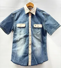 s25t-0550y【中古】BURBERRY BLUE LABEL　バーバリー　ブルーレーベル　デニムジャケット　半袖　半袖シャツ　半袖デニムジャケット　デニム　メンズ　FE856-435-07