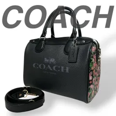 美品 COACH コーチ ミニボストンバッグ フローラル 花柄 2WAY 黒 シンプル エレガント カジュアル ビジネスバッグ マザーズバッグ 通勤 通学 プレゼント ファッションアイテム 旅行バッグ 機内持ち込み 正規品 ブランドバッグ 多機能 収納力