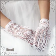 【ブライダル・ウエディング】シンプルホワイトレースグローブ/ショート