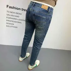 秋冬 コーデ メンズ  服 シンプル ファッション オシャレ 大人 かっこいい 大きいサイズ ストリート 紳士服  ストレート レッグ ジーンズ ウォッシュ加工 レトロ ライト スリム シンプル カジュアル パンツ