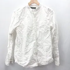 ◇ ⊂ nano universe ナノ ユニバース 丸襟 長袖 ブラウス サイズL ホワイト メンズ E  【1503050012607】