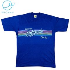 【希少】80年代 Velva Sheen USA製 Coors ビンテージ Tシャツ M 青 シングルステッチ 古着 企業物 コロラド