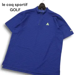 le coq sportif GOLF ルコック スポルティフ ゴルフ 刺繍★ 半袖 ボーダー ハーフジップ シャツ Sz.LL メンズ 大きいサイズ