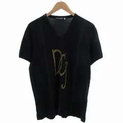 DOLCE & GABBANA 黒 Vネック tシャツ ドルチェ&ガッバーナ DOLCE&GABBANA (ドルチェ&ガッバーナ) ロゴプレート Vネック